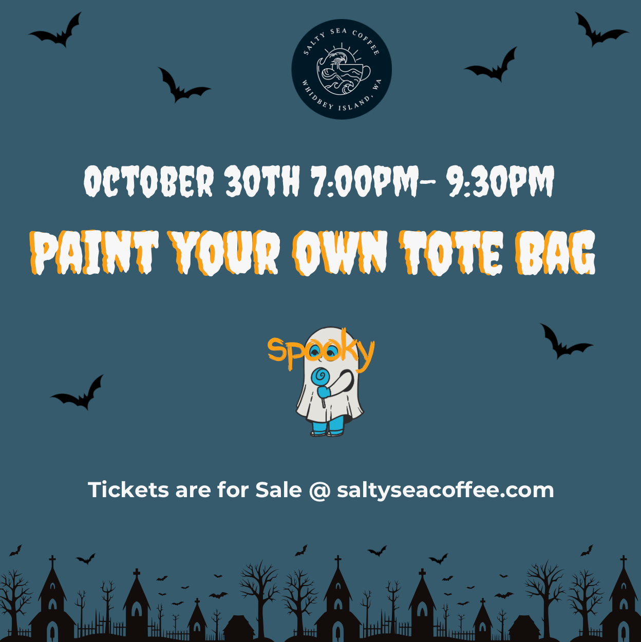 EVENT: OCT 30 - Paint Your Own Tote Bag Night at Salty Sea Coffee – Langley